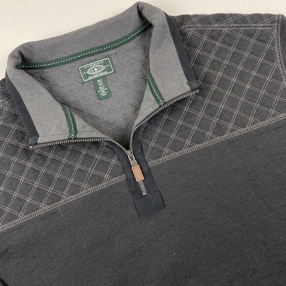 GH Bass 1/4 Zip Pullover Sweater Men’s 2XL Quilt Yoke Fleece Lined Black - Picture 2 of 10